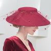 Hats | Women’s Wide Brim Wool With Veil Kentucky Derby Church Hats With Headband Burgundy – Girls