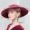 Hats | Women’s Wide Brim Wool With Veil Kentucky Derby Church Hats With Headband Burgundy – Girls