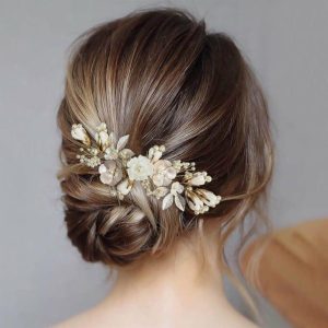 Headpieces | Pearl Beading Flower Hair Combs Bridal Wedding Headpieces Gold – Girls