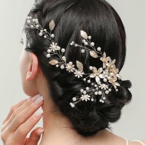 Headpieces | Pearl Flower Hair Vines Bridal Wedding Headpieces Gold – Girls