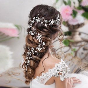 Headpieces | Pearl Flower/Leaf Hair Vines Elegant Bridal Wedding Headpieces Silver – Girls