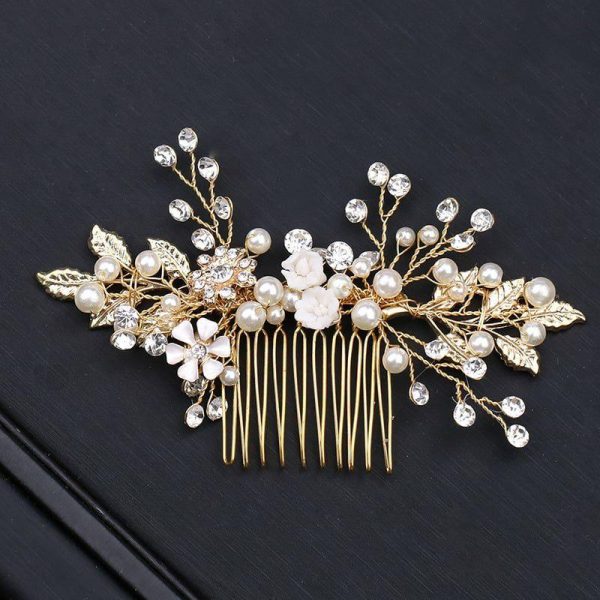 Headpieces | Pearl Rhinestone Bridal Wedding Hair Combs Headpieces Gold – Girls