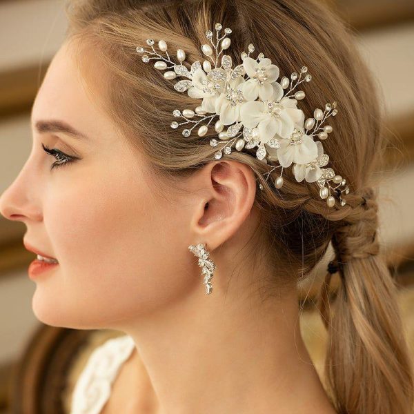 Headpieces | Pearl Rhinestone Flower Hair Clips Bridal Wedding Headpieces Silver – Girls