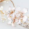 Headpieces | Pearl Rhinestone Flower Leaf Headbands Halo Bridal Wedding Headpieces Gold – Girls