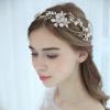 Headpieces | Pearl Rhinestone Flower Leaf Headbands Halo Bridal Wedding Headpieces Gold – Girls