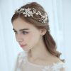 Headpieces | Pearl Rhinestone Flower Leaf Headbands Halo Bridal Wedding Headpieces Gold – Girls