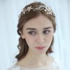 Headpieces | Pearl Rhinestone Flower Leaf Headbands Halo Bridal Wedding Headpieces Gold – Girls