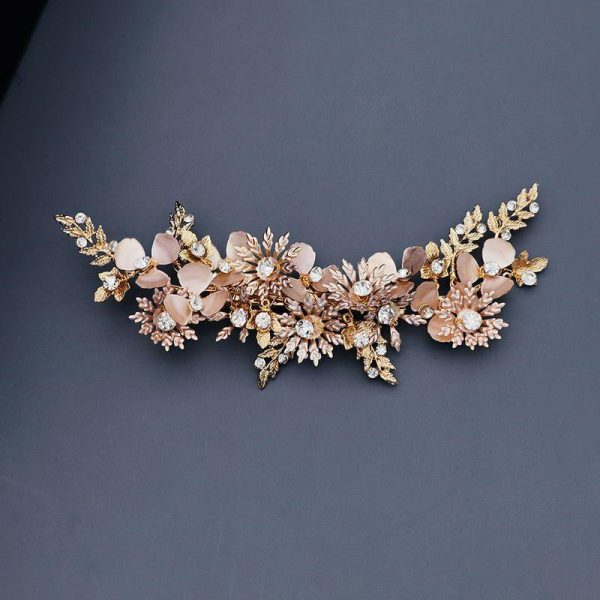 Headpieces | Rhinestone Flower Leaf Hair Clips Shining Bridal Wedding Headpieces Gold – Girls