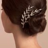 Headpieces | Rhinestone Leaf Hair Combs Bridal Wedding Headpieces (Sold in a single piece) Gold – Girls