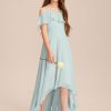 Junior Bridesmaid Dresses | A-line Asymmetrical Asymmetrical Chiffon Junior Bridesmaid Dress Mist – Girls