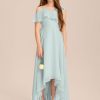 Junior Bridesmaid Dresses | A-line Asymmetrical Asymmetrical Chiffon Junior Bridesmaid Dress Mist – Girls