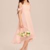 Junior Bridesmaid Dresses | A-line Cold Shoulder Asymmetrical Chiffon Junior Bridesmaid Dress Pearl Pink – Girls