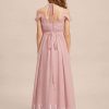 Junior Bridesmaid Dresses | A-line Cold Shoulder Floor-Length Chiffon Junior Bridesmaid Dress Blush – Girls