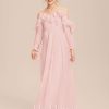 Junior Bridesmaid Dresses | A-line Cold Shoulder Floor-Length Chiffon Junior Bridesmaid Dress Blushing Pink – Girls