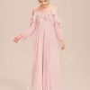 Junior Bridesmaid Dresses | A-line Cold Shoulder Floor-Length Chiffon Junior Bridesmaid Dress Blushing Pink – Girls