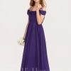 Junior Bridesmaid Dresses | A-line Cold Shoulder Floor-Length Chiffon Junior Bridesmaid Dress Regency – Girls