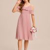 Junior Bridesmaid Dresses | A-line Cold Shoulder Knee-Length Chiffon Junior Bridesmaid Dress Blush – Girls