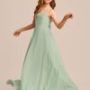 Junior Bridesmaid Dresses | A-line Cowl Floor-Length Chiffon Junior Bridesmaid Dress Celadon – Girls