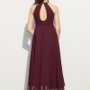 Junior Bridesmaid Dresses | A-line Halter Asymmetrical Chiffon Junior Bridesmaid Dress Cabernet – Girls