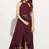 Junior Bridesmaid Dresses | A-line Halter Asymmetrical Chiffon Junior Bridesmaid Dress Cabernet – Girls