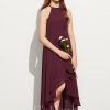 Junior Bridesmaid Dresses | A-line Halter Asymmetrical Chiffon Junior Bridesmaid Dress Cabernet – Girls