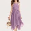 Junior Bridesmaid Dresses | A-line Halter Asymmetrical Chiffon Junior Bridesmaid Dress With Beading Wisteria – Girls