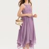 Junior Bridesmaid Dresses | A-line Halter Asymmetrical Chiffon Junior Bridesmaid Dress With Beading Wisteria – Girls