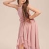 Junior Bridesmaid Dresses | A-line Halter Asymmetrical Chiffon Junior Bridesmaid Dress With Flower Cascading Ruffles Blush – Girls