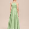 Junior Bridesmaid Dresses | A-line Halter Asymmetrical Satin Junior Bridesmaid Dress Celadon – Girls