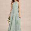 Junior Bridesmaid Dresses | A-line Halter Floor-Length Chiffon Junior Bridesmaid Dress Agave – Girls