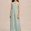 Junior Bridesmaid Dresses | A-line Halter Floor-Length Chiffon Junior Bridesmaid Dress Agave – Girls