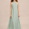 Junior Bridesmaid Dresses | A-line Halter Floor-Length Chiffon Junior Bridesmaid Dress Agave – Girls