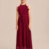 Junior Bridesmaid Dresses | A-line Halter Floor-Length Chiffon Junior Bridesmaid Dress Burgundy – Girls