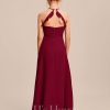 Junior Bridesmaid Dresses | A-line Halter Floor-Length Chiffon Junior Bridesmaid Dress Burgundy – Girls