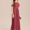 Junior Bridesmaid Dresses | A-line Halter Floor-Length Chiffon Junior Bridesmaid Dress Cinnamon Rose – Girls