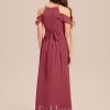 Junior Bridesmaid Dresses | A-line Halter Floor-Length Chiffon Junior Bridesmaid Dress Cinnamon Rose – Girls