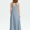 Junior Bridesmaid Dresses | A-line Halter Floor-Length Chiffon Junior Bridesmaid Dress Dusty Blue – Girls