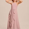 Junior Bridesmaid Dresses | A-line Halter Floor-Length Chiffon Junior Bridesmaid Dress Dusty Rose – Girls