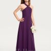 Junior Bridesmaid Dresses | A-line Halter Floor-Length Chiffon Junior Bridesmaid Dress Grape – Girls