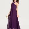 Junior Bridesmaid Dresses | A-line Halter Floor-Length Chiffon Junior Bridesmaid Dress Grape – Girls