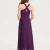 Junior Bridesmaid Dresses | A-line Halter Floor-Length Chiffon Junior Bridesmaid Dress Grape – Girls