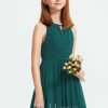 Junior Bridesmaid Dresses | A-line Halter Floor-Length Chiffon Junior Bridesmaid Dress Peacock – Girls