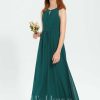 Junior Bridesmaid Dresses | A-line Halter Floor-Length Chiffon Junior Bridesmaid Dress Peacock – Girls