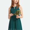 Junior Bridesmaid Dresses | A-line Halter Floor-Length Chiffon Junior Bridesmaid Dress Peacock – Girls