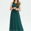 Junior Bridesmaid Dresses | A-line Halter Floor-Length Chiffon Junior Bridesmaid Dress Peacock – Girls