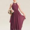 Junior Bridesmaid Dresses | A-line Halter Floor-Length Chiffon Junior Bridesmaid Dress With Beading Mulberry – Girls