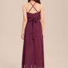 Junior Bridesmaid Dresses | A-line Halter Floor-Length Chiffon Junior Bridesmaid Dress With Cascading Ruffles Mulberry – Girls