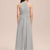 Junior Bridesmaid Dresses | A-line Halter Floor-Length Chiffon Junior Bridesmaid Dress With Pleated Silver – Girls