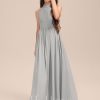 Junior Bridesmaid Dresses | A-line Halter Floor-Length Chiffon Junior Bridesmaid Dress With Pleated Silver – Girls