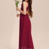 Junior Bridesmaid Dresses | A-line Halter Floor-Length Chiffon Lace Junior Bridesmaid Dress Burgundy – Girls